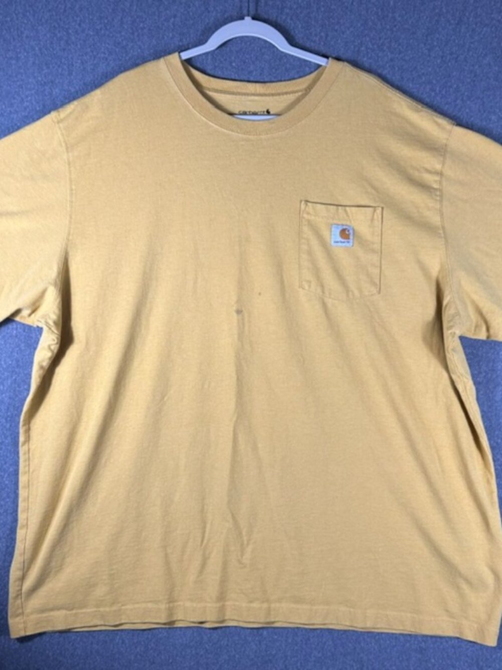 Carhartt Pocket T-Shirt Mens Sz 3XL Yellow Work Shirt Short Sleeve Loose Fit